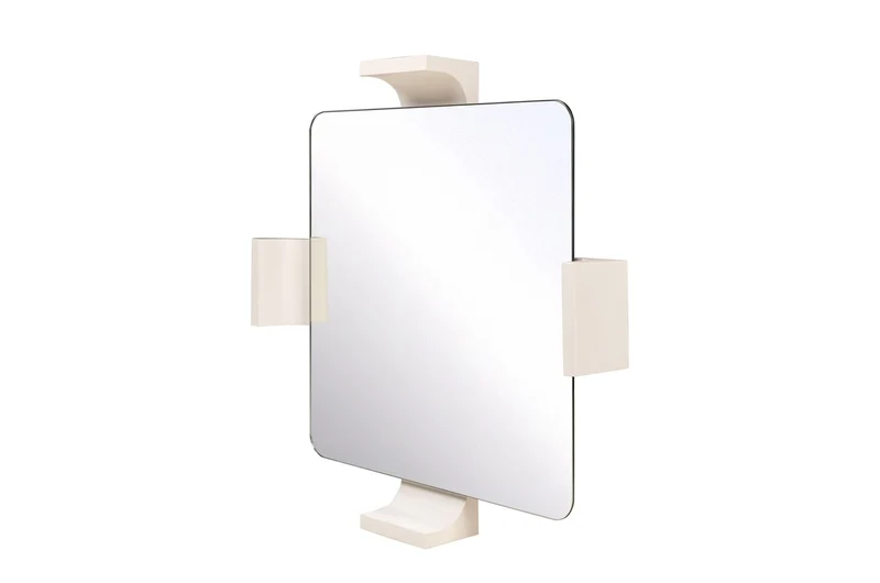 Casa Padrino Luxus Wandspiegel Cremeweiß 105 x 15 x H. 105 cm - Quadratischer Wandspiegel Genkan mit tiefem Keramikrahmen - Luxus Deko Accessoires