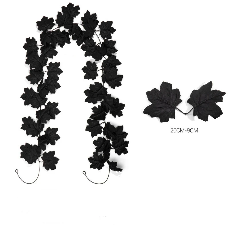 Künstliche schwarze Ahornblätter Ranken, 100cm, 180cm, 200cm, langlebig und realistisch, ideal für Hochzeiten, Dekoration, Einzelhandel, Cafés