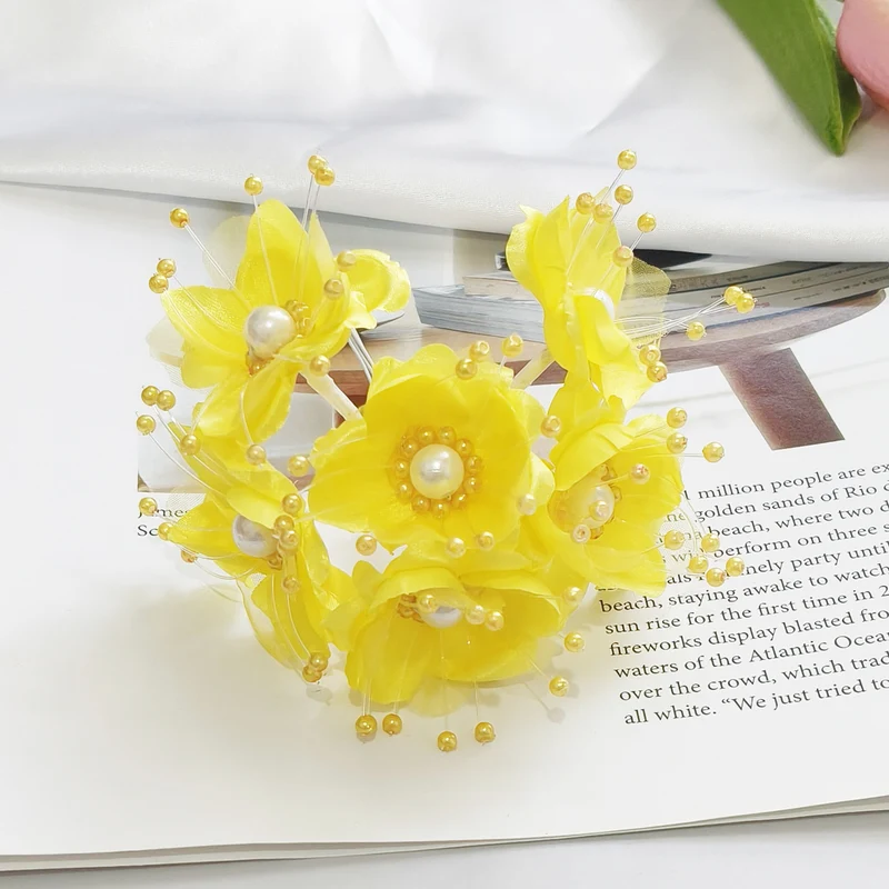 Faux-Blumenperlen-Haaraccessoire, 12 cm, handgefertigt, perfekt für Hochzeiten, DIY-Projekte, Braut- und Veranstaltungsdekoration