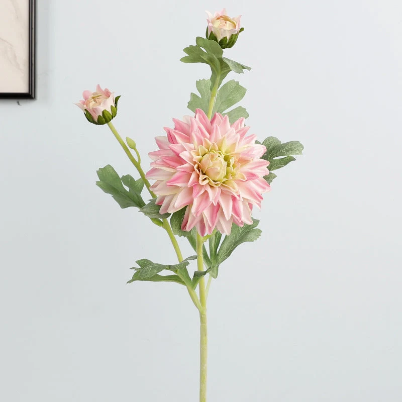 Dahlie Kunstblume 61 cm, Real Touch Seidenblume, naturgetreuer Dahlien-Stiel für hohe Vasen, Hochzeitsdeko, langlebige Dekoration