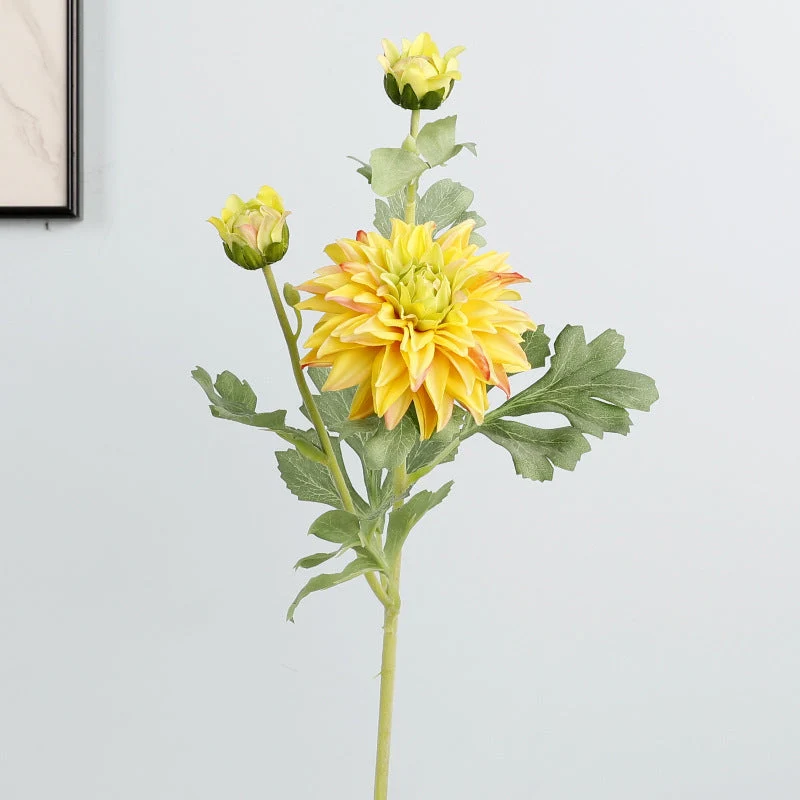 Dahlie Kunstblume 61 cm, Real Touch Seidenblume, naturgetreuer Dahlien-Stiel für hohe Vasen, Hochzeitsdeko, langlebige Dekoration