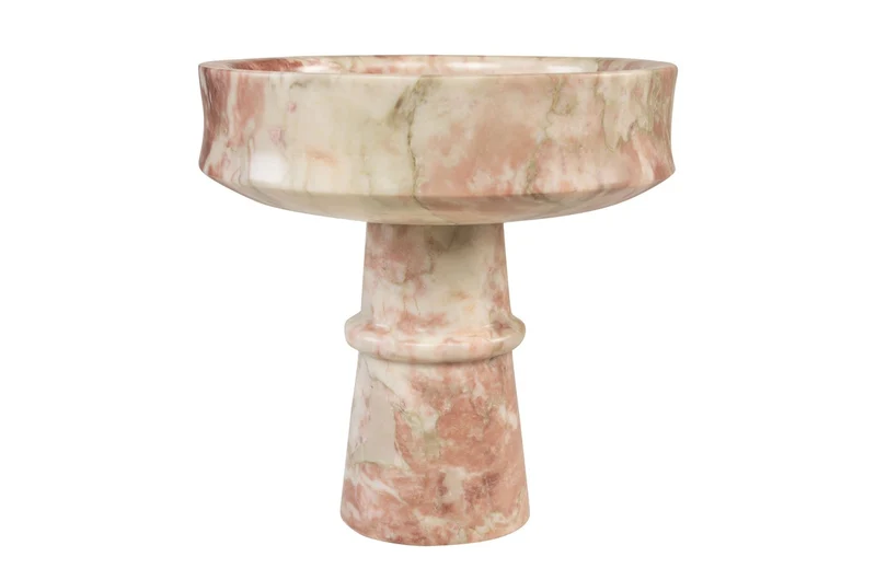 Casa Padrino Luxus Marmor Schale Rosa 20 x 20 x H. 20 cm - Kelchförmige Schale auf rundem Fuß aus hochwertigem Rosalia Pink Marmor - Luxus Deko Accessoires