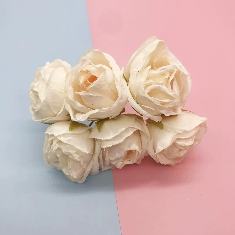 Künstlicher Rosenstrauß, 10 cm, realistisch, ideal für Hochzeiten, Geschenke, Dekoration, langlebig, pflegeleicht, 6 Blüten