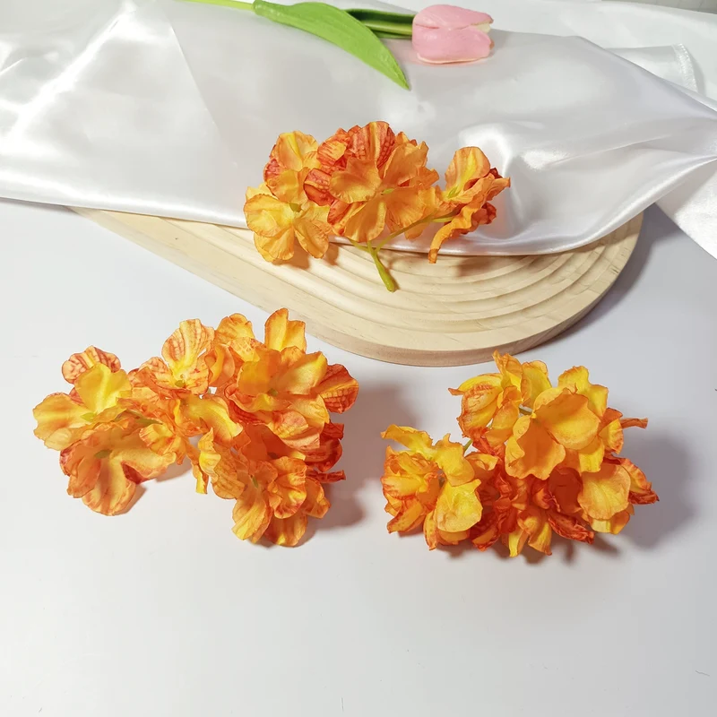 Künstliche Hortensienköpfe mit geflammtem Rand, 5 cm, Realistische Kunstblumen für DIY Gestecke, Hochzeit, Tischdeko, Basteln & Floristik