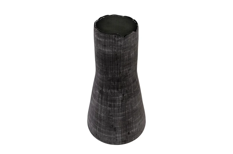 Casa Padrino Luxus Vase Grau Ø 26,5 x H. 53 cm - Hohe Deko Vase aus massivem Farbglas in dunklem Grau - Luxus Deko Accessoires