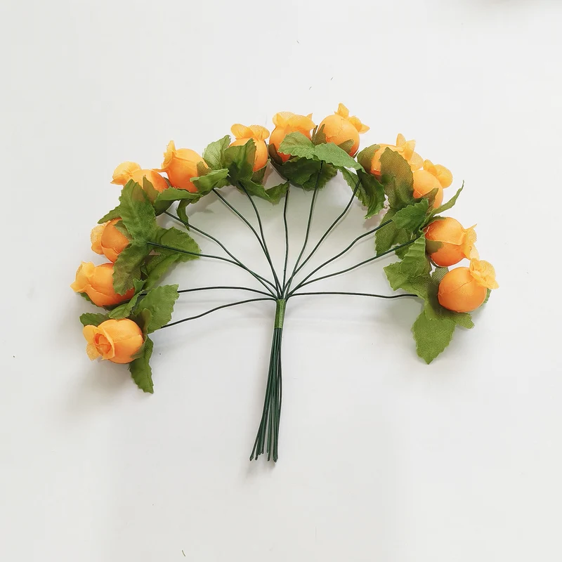 Mini Granatapfelblüten im 12er-Bund, Kunstblumen Strauss mit 2 cm Blüten, Detailgetreu & Langlebig für DIY-Projekte, Hochzeit & Gestecke