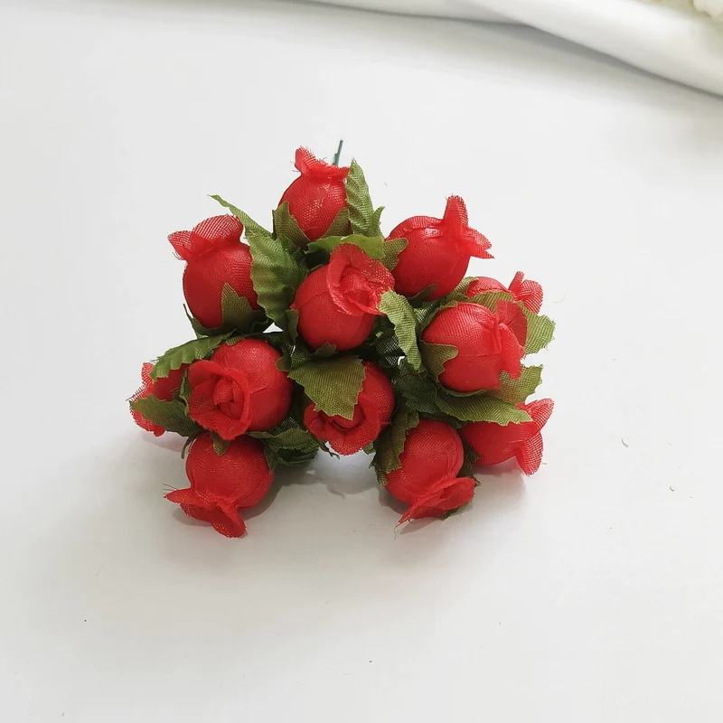 Mini Granatapfelblüten im 12er-Bund, Kunstblumen Strauss mit 2 cm Blüten, Detailgetreu & Langlebig für DIY-Projekte, Hochzeit & Gestecke
