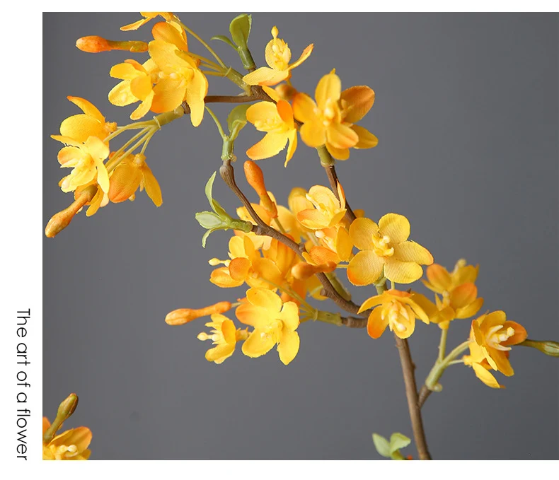 Künstliche Forsythie Einzelstiel 92 cm, dekorative Blumenarrangement für Hochzeit, Trauerfeier, Laden Dekoration, langlebig, allergenfrei