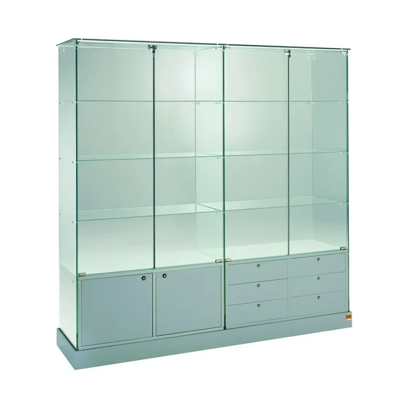 Casa Padrino Luxus Ladenvitrine 182 x 46 cm H. 180 cm mit Unterschränken und Schubladen mit Schubladen - Ladeneinrichtung - Boutique Möbel - Made in Italy