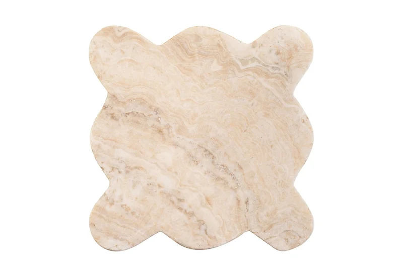 Casa Padrino Luxus Tablett 28 x 28 x H. 7,5 cm - Edles Tablett aus hochwertigem poliertem Onyx - Luxus Deko Accessoires