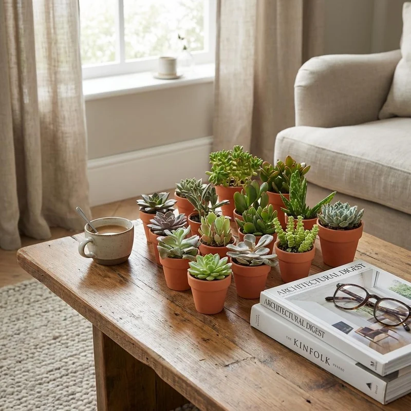 Mini Sukkulenten Mix - 30 Stück - Ø 8,1 cm - Höhe: 5-10 cm - Terrakottatöpfe