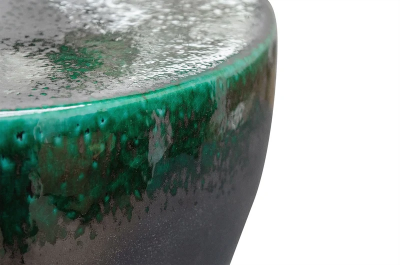 Casa Padrino Luxus Vase Grün Ø 33 x H. 25,5 cm - Breite Deko Vase aus Steingut in sattem Grün - Luxus Deko Accessoires