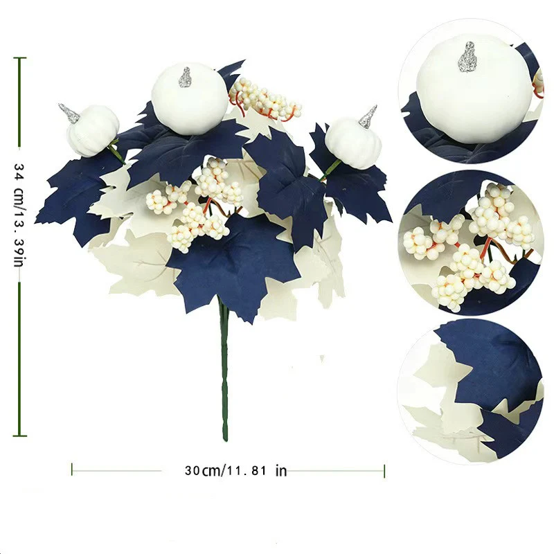 Kürbis Gesteck künstlich 2er-Set, 34 cm, Schwarz | Herbstdeko für Halloween & Erntedank | Realistische Kunstblumen für Tisch & Grabschmuck