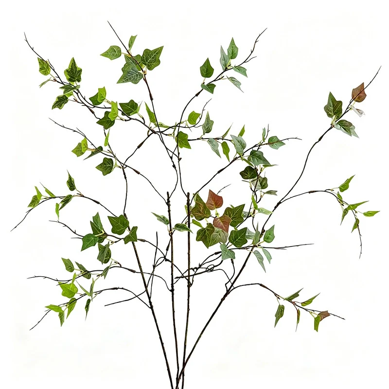 Künstliche Efeu-Zweige 58 cm, realistische Optik, grün/grau/gelb/rot, ideal für Hochzeiten, Cafés, Wohnräume, Dekoration