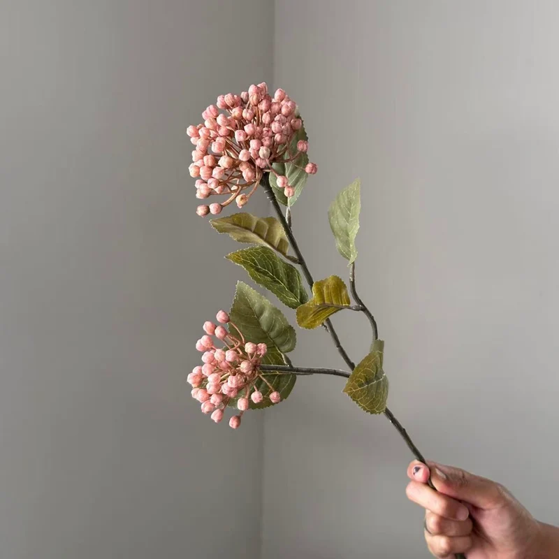 Kunst-Hortensie 54cm in Herbstfarben, Täuschend Echte Kunstblume mit 2 Blütenköpfen (Ø 9/8cm), Ideal für Deko, Hochzeit, Floristik & Gewerbe
