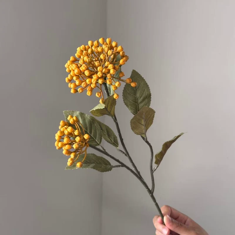 Kunst-Hortensie 54cm in Herbstfarben, Täuschend Echte Kunstblume mit 2 Blütenköpfen (Ø 9/8cm), Ideal für Deko, Hochzeit, Floristik & Gewerbe