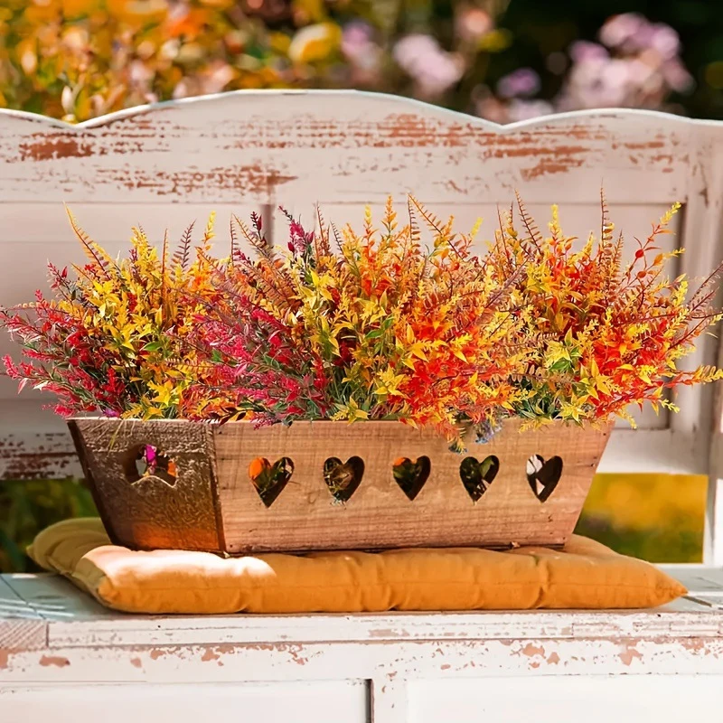Eukalyptus künstlich 8er Set, ca. 70cm, Täuschend echte Dekozweige in Herbstfarben, Kunstpflanzen für Vase, Hochzeit, Herbstdeko