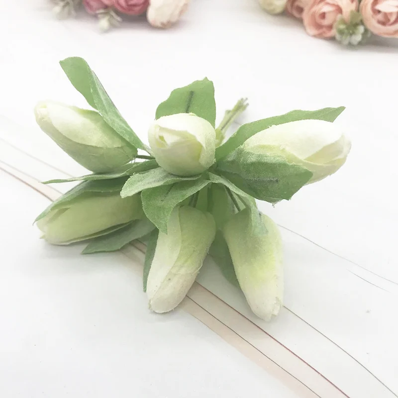Kleiner Tulpenstrauß künstlich (6 Stk, 14,5cm), Naturgetreue Tulpen mit realistischer Haptik für Tischdeko, Hochzeit, Gestecke & DIY