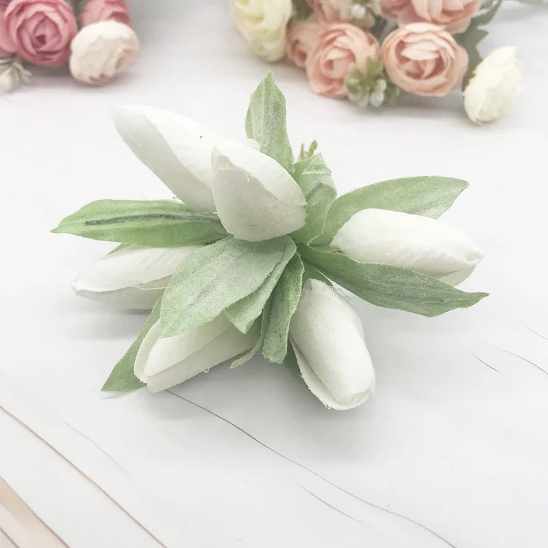 Kleiner Tulpenstrauß künstlich (6 Stk, 14,5cm), Naturgetreue Tulpen mit realistischer Haptik für Tischdeko, Hochzeit, Gestecke & DIY