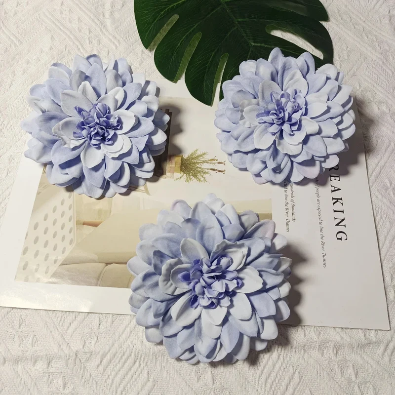 Dahlienköpfe 3er Set, 10 cm Kunstblumen-Köpfe, Täuschend Echt für DIY, Hochzeit, Floristik & Gestecke, Seidenblumen zum Basteln