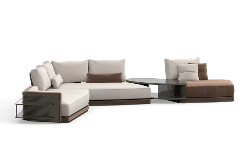 Casa Padrino Luxus Ecksofa Creme / Schwarz - Hochwertige Verarbeitung - Moderne Wohnzimmer Möbel - Luxus Qualität
