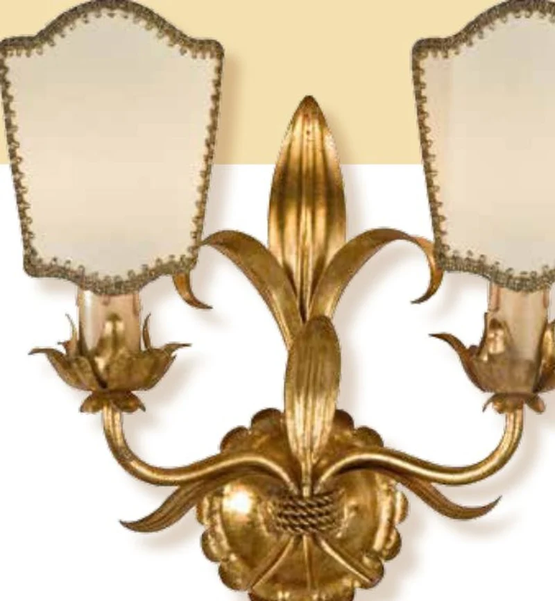 Casa Padrino Barock Wandleuchte Gold T. 12 cm 2-flammig - Handgefertigte Leuchte aus Italien - Barock Leuchten