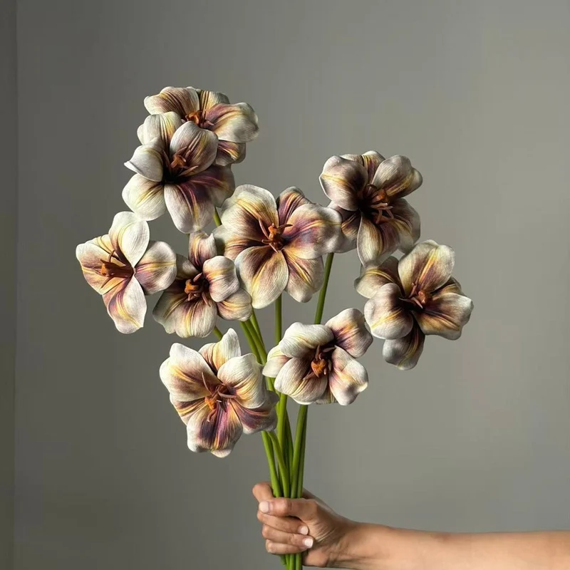 Künstliche Tulpen 3er-Bund, 50 cm, Offen Blühend, Täuschend Echt, Real Touch Haptik für Vase, Hochzeitsdeko, Floristik & Gastronomie