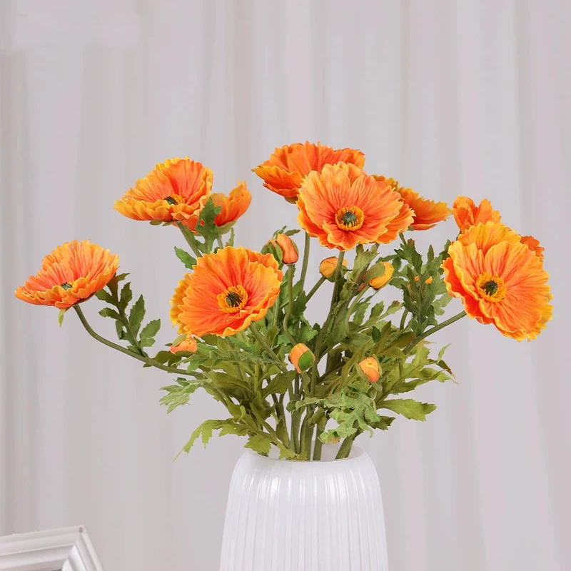 Künstliche Mohnblume 60 cm, Täuschend Echte Seidenblume mit Realistischer Haptik, Dekoblume für Vase, Hochzeit, Gestecke & Gewerbe, 9 Farben