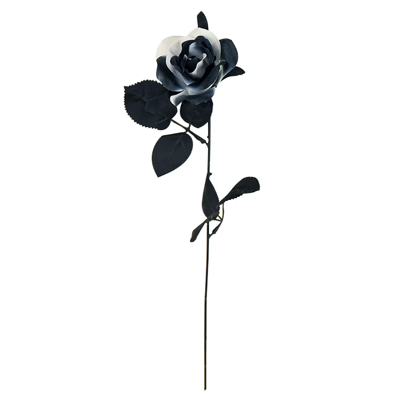 Künstliche schwarze und weiße Rosen, 37 cm, realistische Blumen, Deko für Hochzeiten, Veranstaltungen und Innenräume, 5er Set