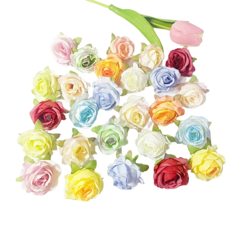 Mini Rosenköpfe 4cm, Künstliche Rosenblüten zum Basteln & Dekorieren, Naturgetreue Seidenrosen für DIY-Projekte, Hochzeit, Gestecke, Tischdeko