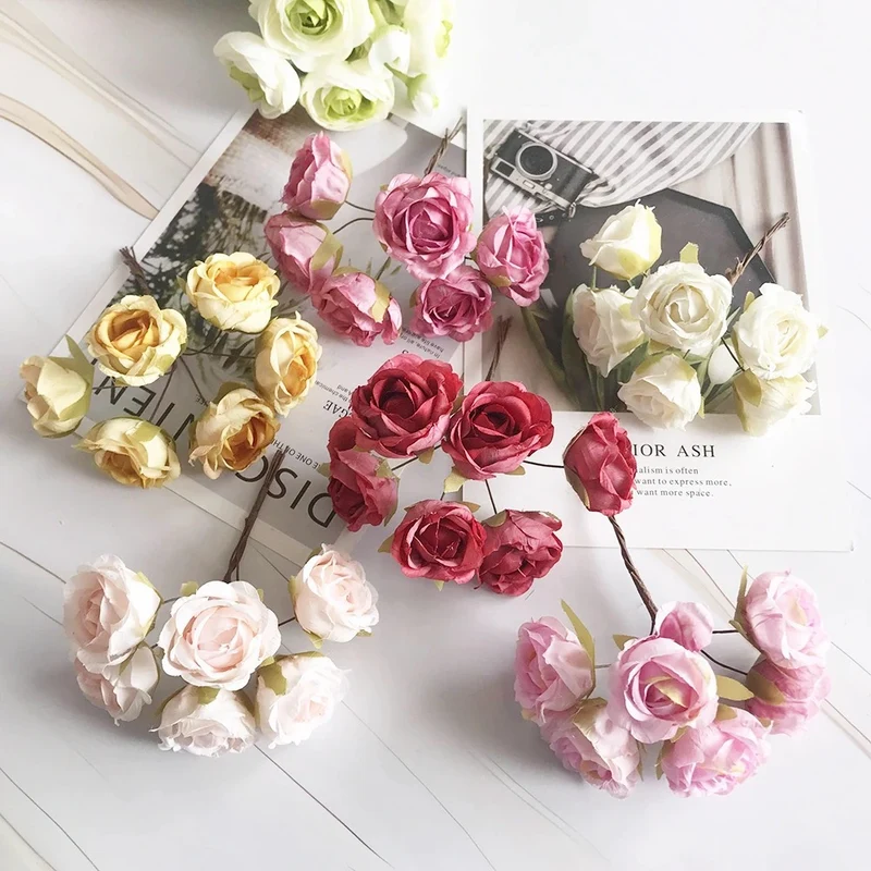 Künstliche Rose Vintage, 12 cm Rosenkopf täuschend echt, ideal für DIY-Projekte, Hochzeitsdeko, Gestecke und Geschenkverpackung