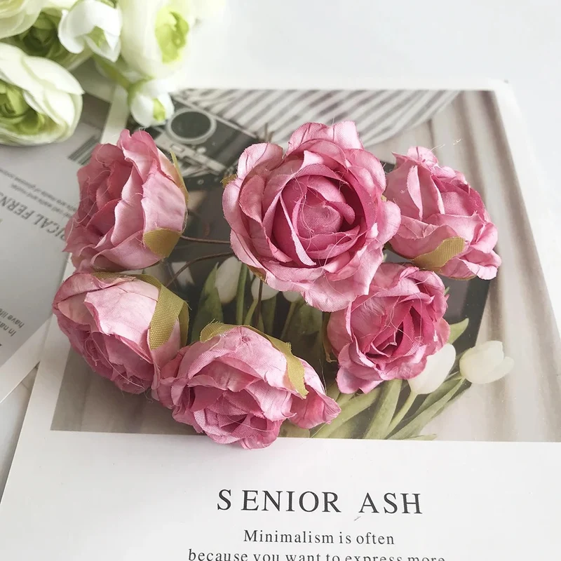 Künstliche Rose Vintage, 12 cm Rosenkopf täuschend echt, ideal für DIY-Projekte, Hochzeitsdeko, Gestecke und Geschenkverpackung