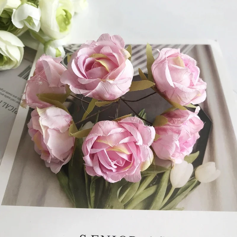 Künstliche Rose Vintage, 12 cm Rosenkopf täuschend echt, ideal für DIY-Projekte, Hochzeitsdeko, Gestecke und Geschenkverpackung