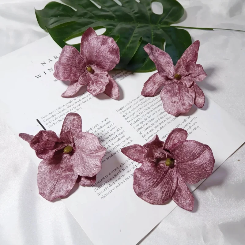 Künstliche Orchideenblüten, 9cm, Samt, realistisch, perfekt für Hochzeiten, DIY Arrangements, Geschenkverpackungen