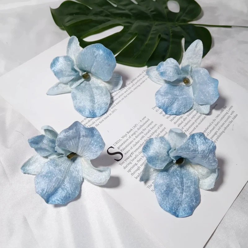 Künstliche Orchideenblüten, 9cm, Samt, realistisch, perfekt für Hochzeiten, DIY Arrangements, Geschenkverpackungen