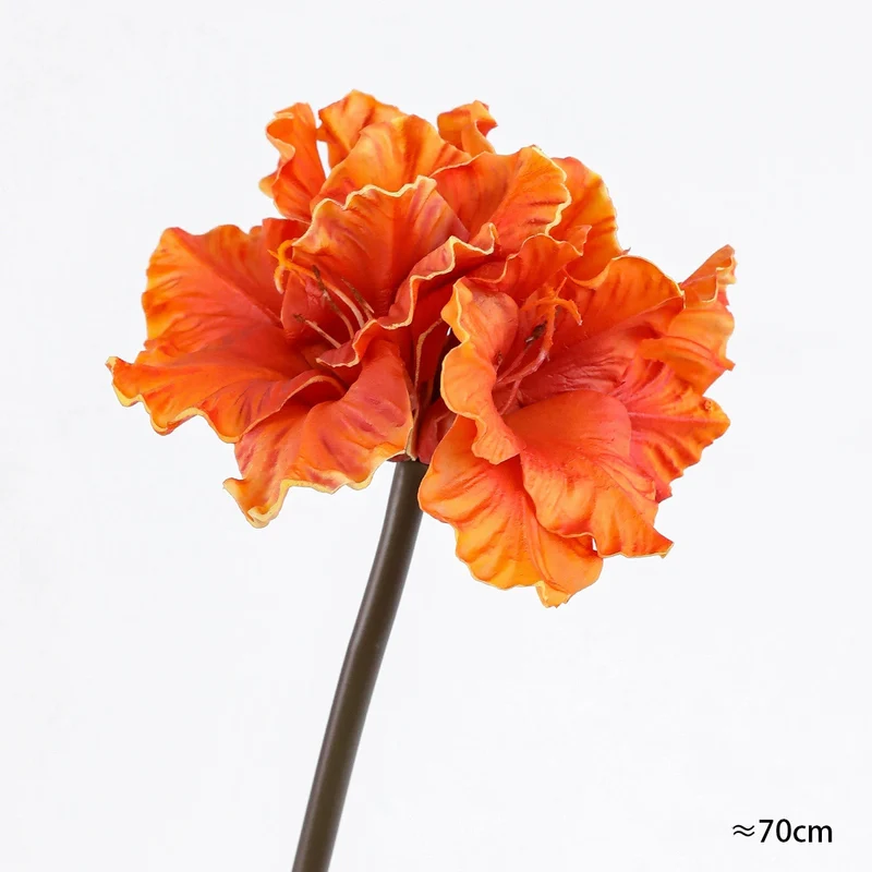 4-Kopf PU Kunstblumen, 70 cm, handgefertigt, realistisch, Farben: Grün, Lila, Braun, Orange – ideal für Hochzeiten, Cafés & Einzelhandel