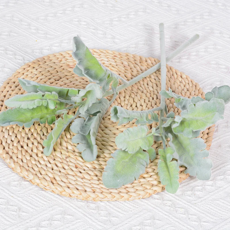 Silberblatt Künstlich 12er Set, 37cm, Realistisch Beflockte Deko Zweige, für Hochzeit, Gestecke, Grabschmuck & Vase, Mengenrabatt