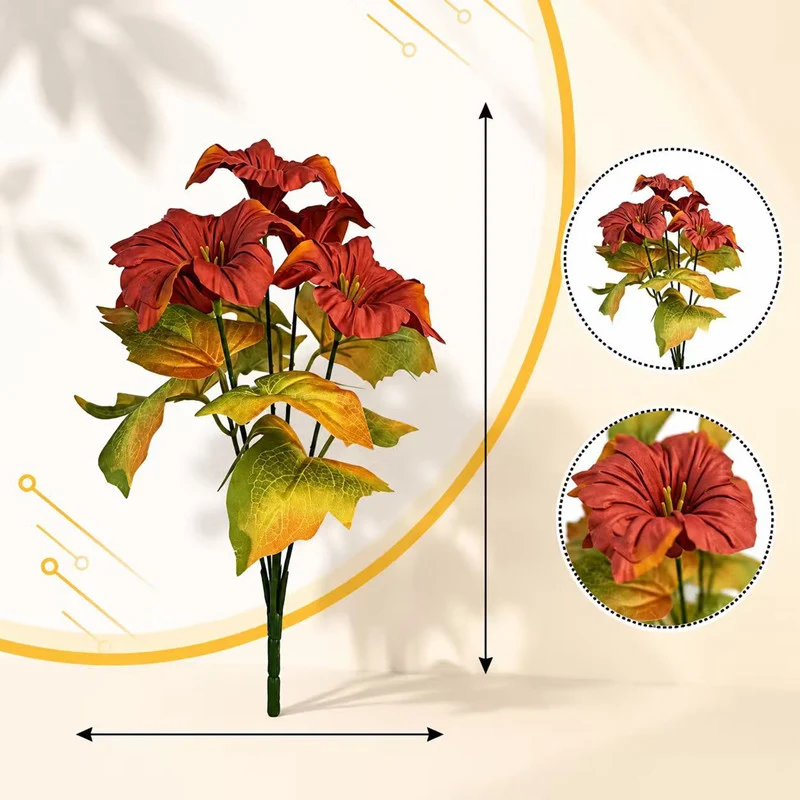 Petunien Kunstblumen 5er Set (30cm) in Herbstfarben, Täuschend Echte Blumen für Dekoration, Hochzeit, Vase & Floristik