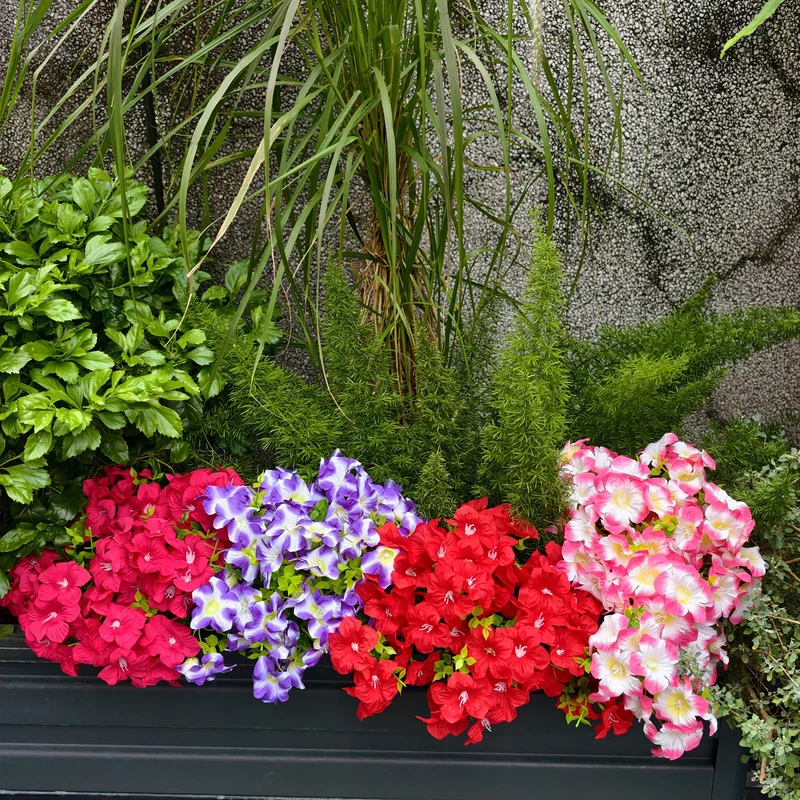 Kunstblumen wie Echt, 9 Bündel Künstliche Blumen Balkonpflanzen Outdoor Wetterfest, Fake Blumenstrauß UV-beständig Frühlingsdeko Gefälschte Blumen Deko Frühling für Innen Draußen Balkon