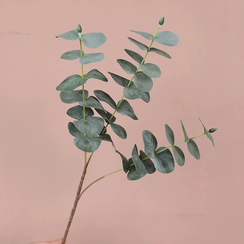 Künstlicher Eukalyptuszweig 50 cm, Silberdollar-Eukalyptus, realistischer Dekozweig für Vase, Hochzeit, Floristik, langlebige Kunstpflanze