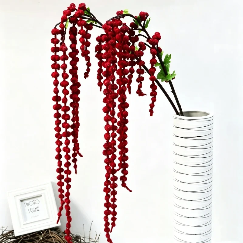 Künstliche Hängepflanze 100 cm, realistische Beerengirlande, hängende Kunstpflanze für Wanddeko, Hochzeit, Gastronomie, langlebige Deko-Ranke