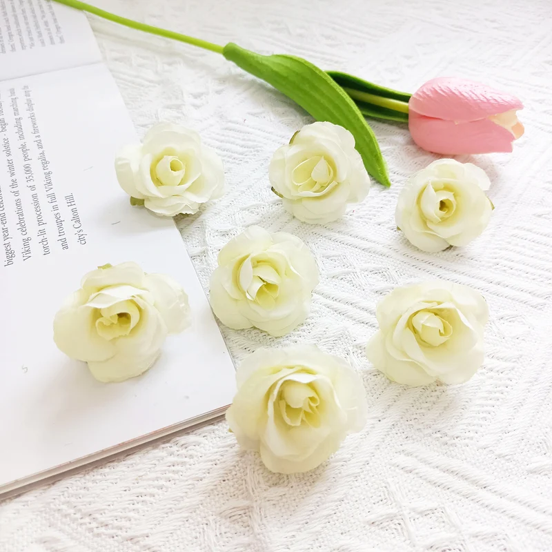 10x Künstliche Rosenköpfe Vintage (4 cm), Hochwertige Seidenblumen für DIY, Hochzeit, Anstecker, Gestecke, Tischdekoration, Basteln