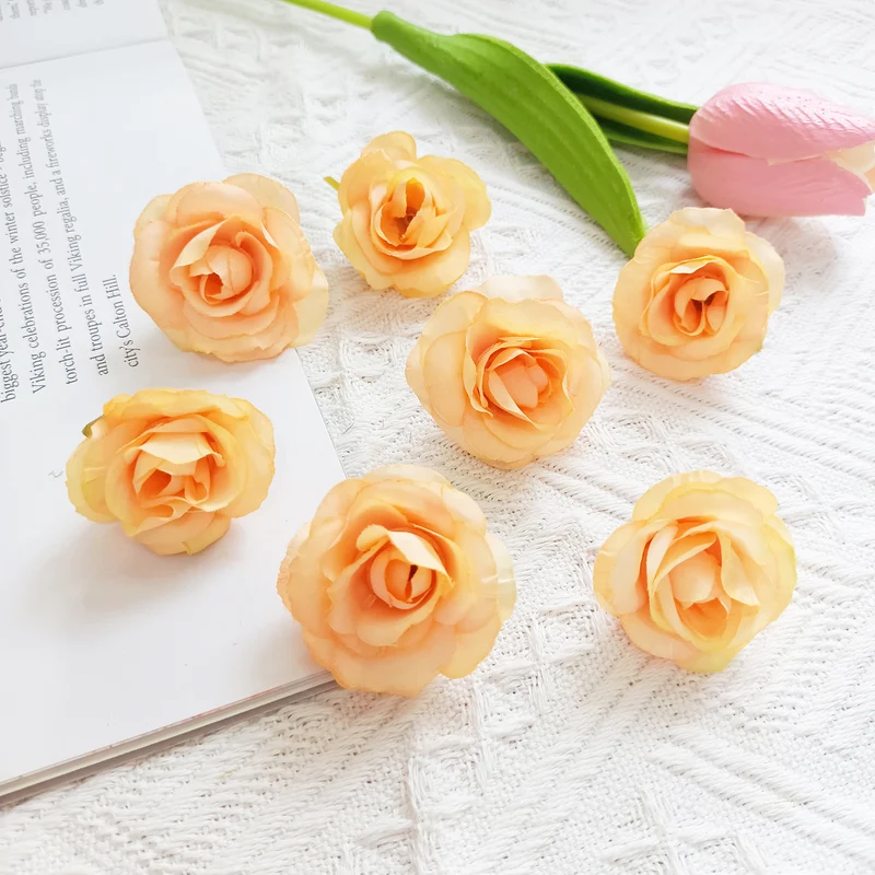 10x Künstliche Rosenköpfe Vintage (4 cm), Hochwertige Seidenblumen für DIY, Hochzeit, Anstecker, Gestecke, Tischdekoration, Basteln