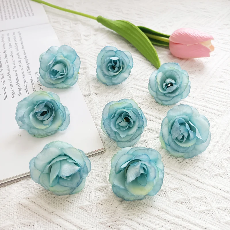 10x Künstliche Rosenköpfe Vintage (4 cm), Hochwertige Seidenblumen für DIY, Hochzeit, Anstecker, Gestecke, Tischdekoration, Basteln