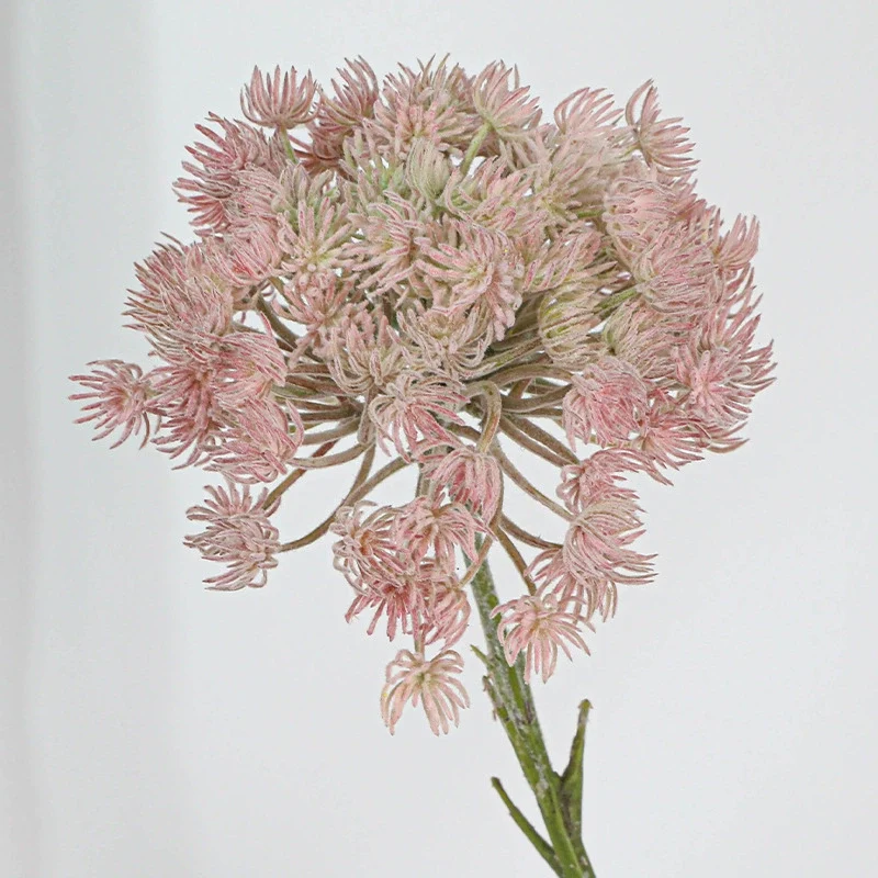 Künstliche Pusteblume 47 cm, Allium Kunstblume beflockt, täuschend echt für Vase, Dekoration, Hochzeit, Floristik | Zierlauch in Rosa & Weiß