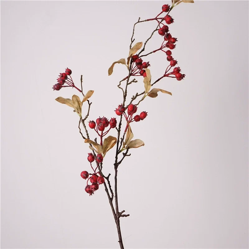 Kunstzweig mit Beeren 95 cm, Täuschend Echter Dekozweig in Trockenblumen-Optik für Vase, Hochzeit & Floristik, Nordische Deko