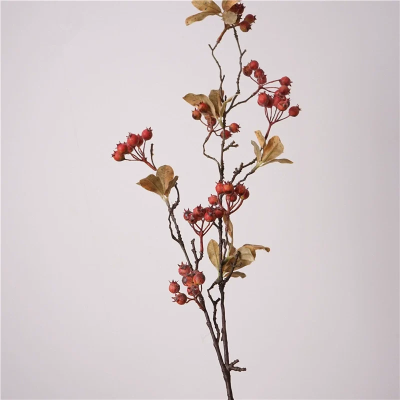 Kunstzweig mit Beeren 95 cm, Täuschend Echter Dekozweig in Trockenblumen-Optik für Vase, Hochzeit & Floristik, Nordische Deko