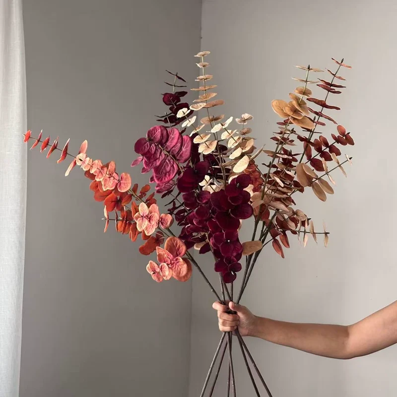Eukalyptuszweig künstlich 90cm, täuschend echt, hochwertiger Dekozweig für Vase, Hochzeit & Floristik, langlebige Kunstpflanze