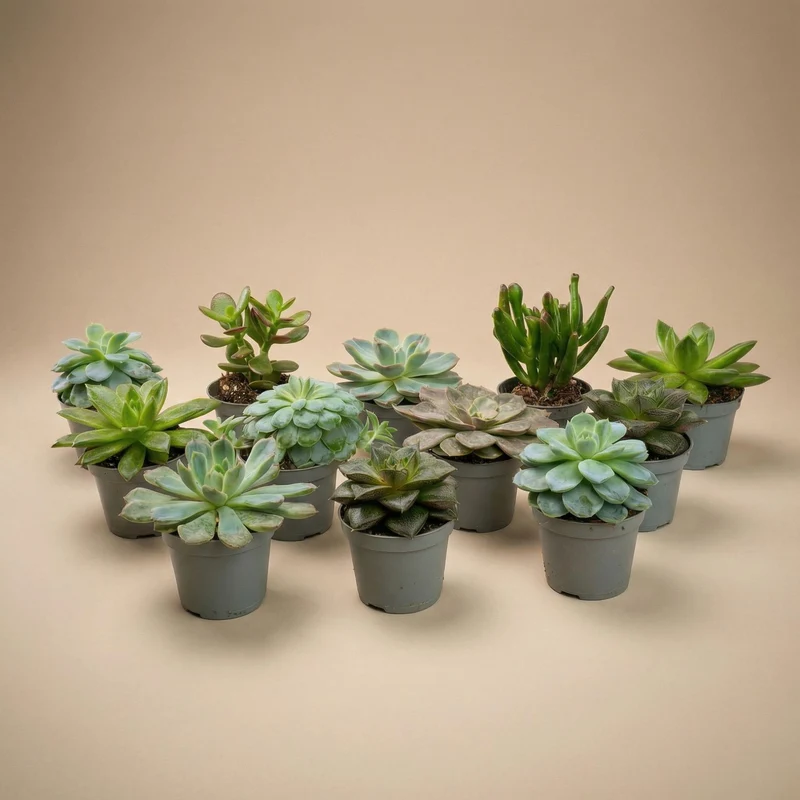 Set mit 12 Sukkulenten-Mischung, verschiedene Sukkulenten in 6-cm-Töpfen (8–12 cm hoch)