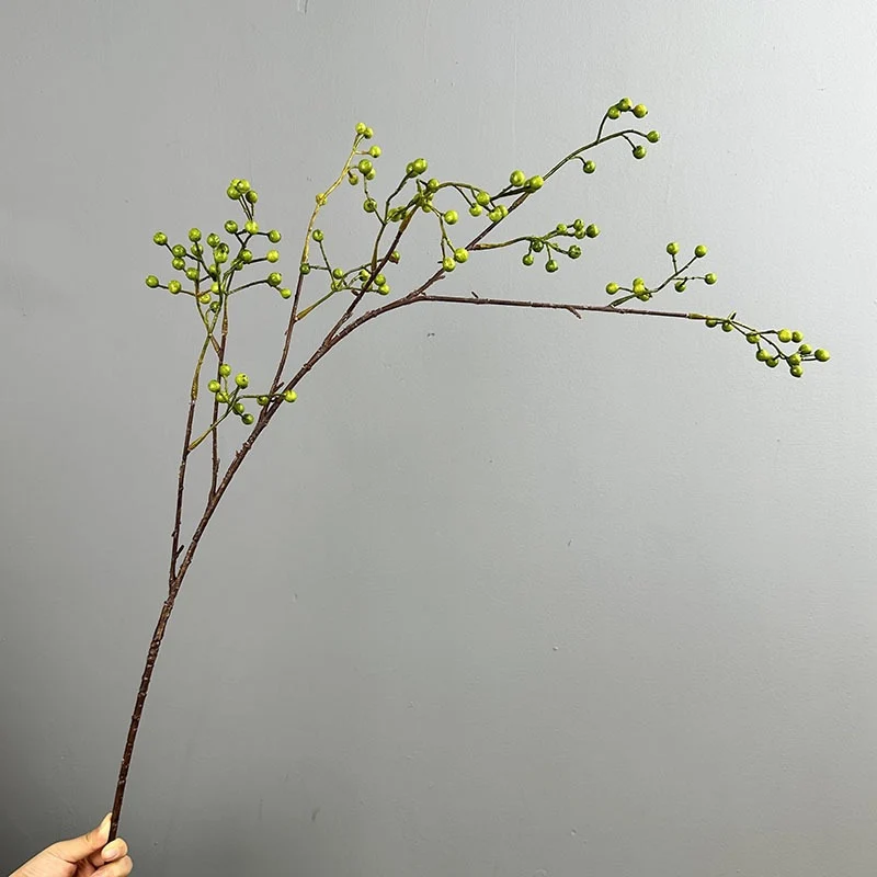 Künstlicher Beerenzweig 115 cm, Täuschend Echter Dekozweig mit Herbstbeeren, Lange Kunstblume für Hohe Vasen, Hochzeit, Floristik & Raumdeko